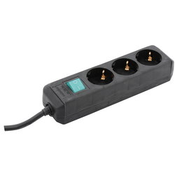 GRENUTTAG 3-VÄGS 1,5M SVART MED STRÖMBRYTARE BR002