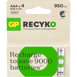 LADDNINGSBART BATTERI 1,2V AAA 950MAH RECYKO 4ST GP201242