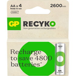 LADDNINGSBART BATTERI 1,2V AA 2600MAH RECYKO 4ST GP201246