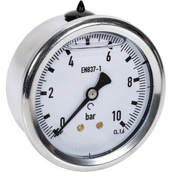 MANOMETER 10BAR 63MM 1/4 BAKRE MONTERING HPM63010TK