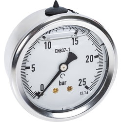 MANOMETER 25BAR 63MM 1/4 BAKRE FÄSTE HPM63025TK