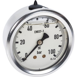 MANOMETER 100BAR 63MM 1/4 BAKRE FÄSTE HPM63100TK