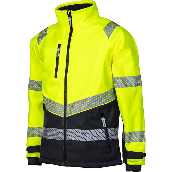 VARSELSOFTSHELLJACKA 4XL MILAN HI-VIS GUL/SVART KL PAT613KM-4XL