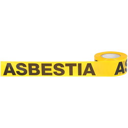 VARNINGSBAND "ASBESTI" 75MM X 150M TRA101