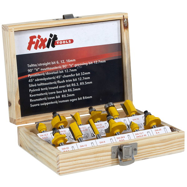 ROUTER BIT SET 12PCS 6MM SHANK - XK7014 - IKH
